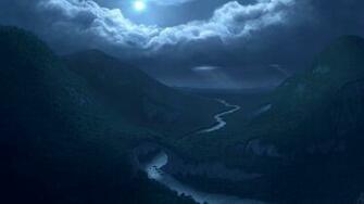 Moon Clouds Mountains River Desktop Pc And Mac Wallpaper