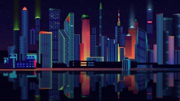 2d City Vector Panorama Wallpaper