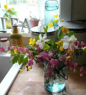 Spring Bouquet In Mason Jar Wallpaper Wide HD