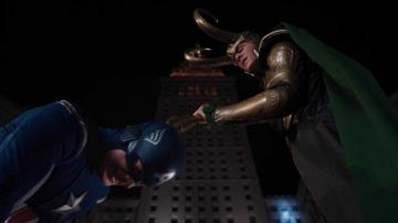 Loki Holds His Scepter To The Head Of Captain America