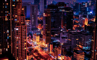 Wallpaper Night City Glow Lights Dark 4k