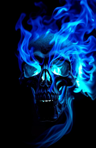 Blue Fire Skull Wallpaper