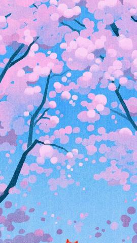 Cute Siba Dog Animal Spring Illustration Art iPhone Wallpaper