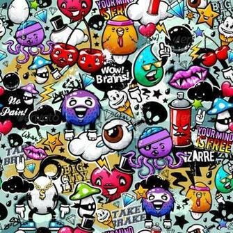 Graffiti Seamless Texture With Bizarre Elements And Characters All