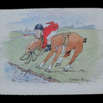 Handpainted English Fox Hunting Memorabilia Dinner Invitations