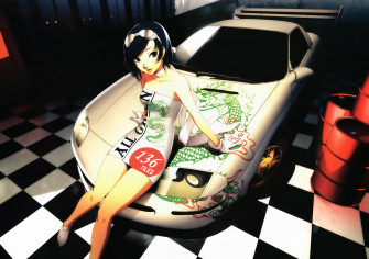 4k Race Queen Outfit Dress Black Hair Women With Cars