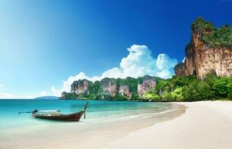 4k Wallpaper 5k Boat Thailand Tourism Shore Rocks 8k