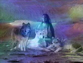 The Wolf Wolves And Native American Girl Wallpaper