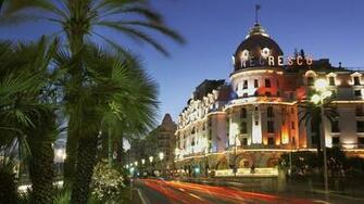 Wallpaper France Hotel Street Evening Nizza 4k