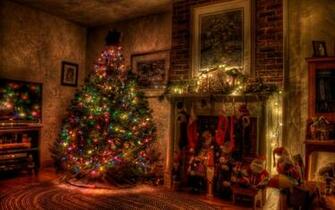 Wallpaper Tree Christmas Holiday Garland Fireplace Toys