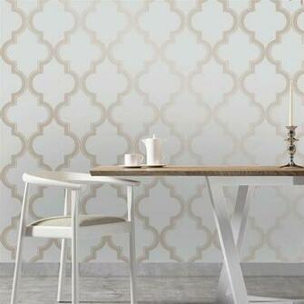 Moroccan Trellis Global Bazaar Grey Beige Removable Wallpaper Kathy