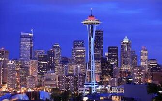 Skysrapers Skylines Seattle Space Needle Towers Wallpaper Background