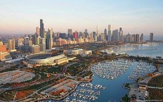 Soldier Field And Chicago Skyline Bears