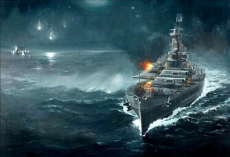 Battleship War Battle Ship Boat Military Art Painting Wallpaper