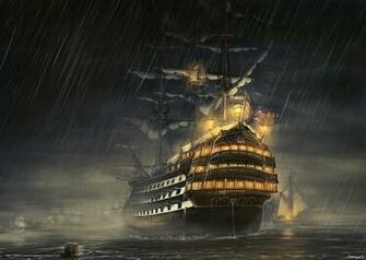 Wallpaper Ship Sailing Frigate Rain Desktop