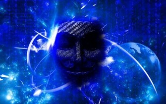 Abstract Blue Anonymous Matrix Binary Code Wallpaper