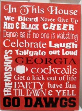 Georgia Bulldogs Typography X Red Background Via