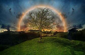 Fantasy Wallpaper Spring Tree Desktop Full Moon