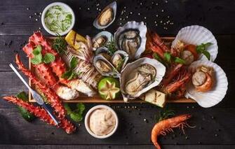 Wallpaper Fish Lime Shrimp Seafood Cuts Oysters Image For