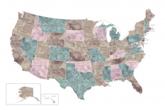 United States Map Cities And V Beautiful Wall Mural