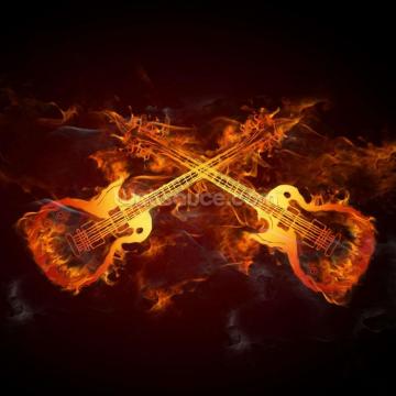 Guitars On Fire Mural Wallpaper Rock And Roll Dance Guitar