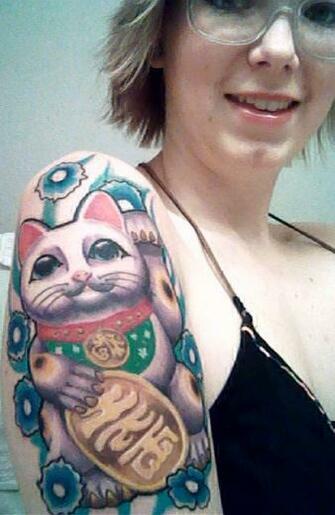 Japanese Lucky Cat Tattoos Maneki Neko Tattoo Pictures
