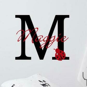 Personalized Initial Vinyl Name Ladybug Wall Sticker Wallpaper