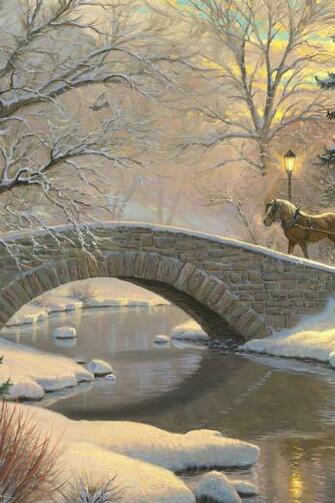 Mark Keathley Forest Winter Painting Art River Evening