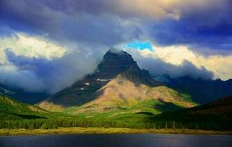 Mountain Forest Lake Sky Clouds Wallpaper Photos Pictures