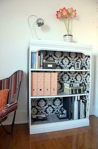 Bookcase With Wallpaper Usc College
