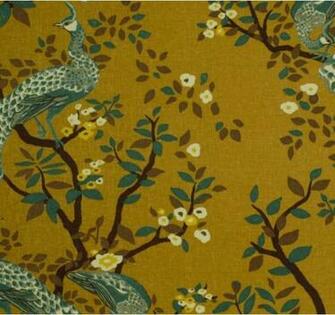 Dwell Studio Vintage Plumes Camel Fabric Paint Wallpaper