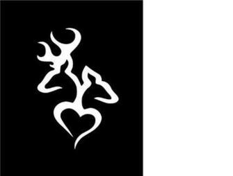 Browning Deer Head Heart Logo Style Decal Will Come In White