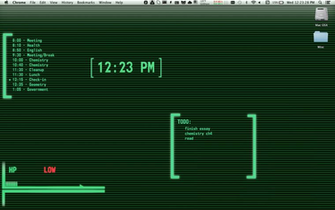 My Desktop Background Complete With Pip Boy Style Schedule Battery
