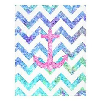 Pink Glitter Nautical Anchor Watercolor Chevron Flyer