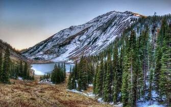 Mountains Forest Trees Lake Landscape D Wallpaper Background