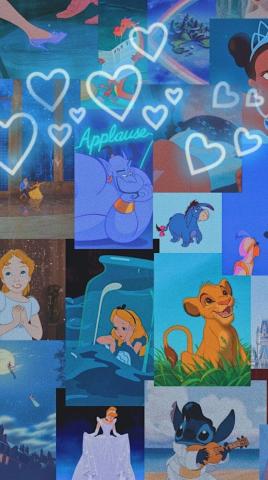 Disney Aesthetic Wallpaper Blue Collage
