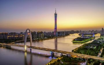 Wallpaper Beautiful Guangzhou Canton Tower Bridge River