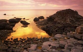 Basalt Columns Of Giant S Causeway At Sunset County Antrim