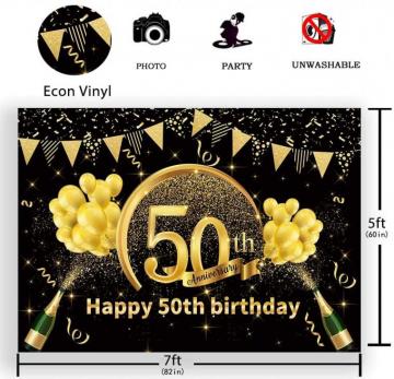 Amazon Funnytree Happy 50th BirtHDay Party Backdrop For