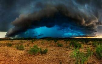 Thunders Storms Clouds Lights Fields Trees Plants Rain Hills Desert
