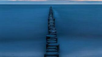 Wallpaper Beach Wooden Poles Separator Baltic