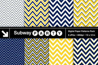 Navy Blue Chevron Pattern Yellow
