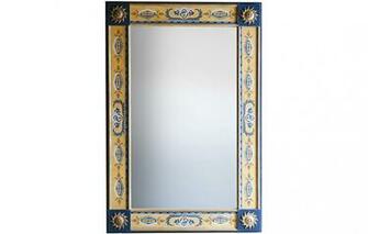 Ref M22 Flowered Wallpaper Mirror Blue And Yellow Elusio