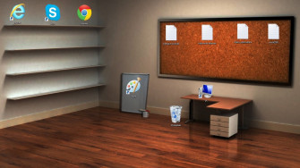 Desk And Shelves Desktop Wallpaper