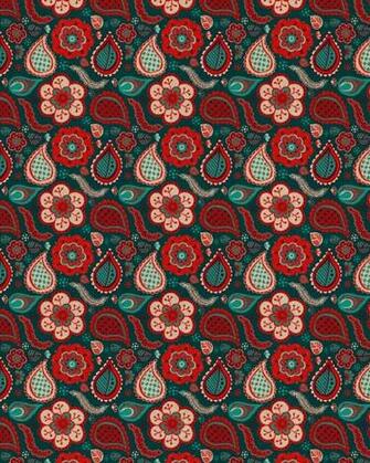 Work Pattern Paisley Red Teal Burgundy Turquoise Joyride