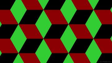 Wallpaper Green Red 3d Cubes Black Dark Lime