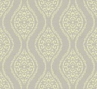 Arabesque Motif Wallpaper Grey Yellow Traditional