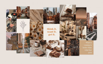 Autumn Brown Beige Aesthetic Collage Wallpaper Vintage Desktop