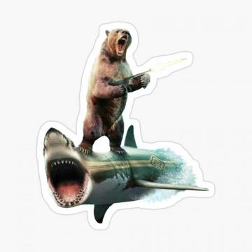 Bear Surfing On Shark Poster By Nowukkasmate