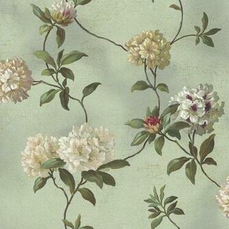 York Wallcoverings Ha1289 Green Book Rhododendron Script Wallpaper